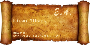 Eisen Albert névjegykártya